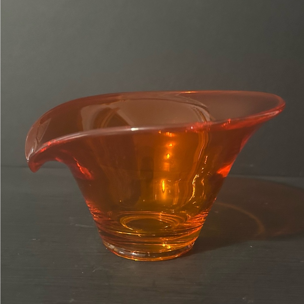 Viking Glass Epic Art Deco Persimmon Lipped Candy/Bon Bon Dish